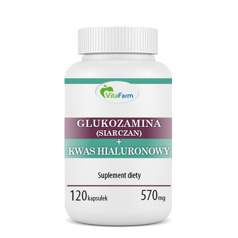 Glukozamina z kwasem hialuronowym kapsułki pullulan 570mg/120 szt.